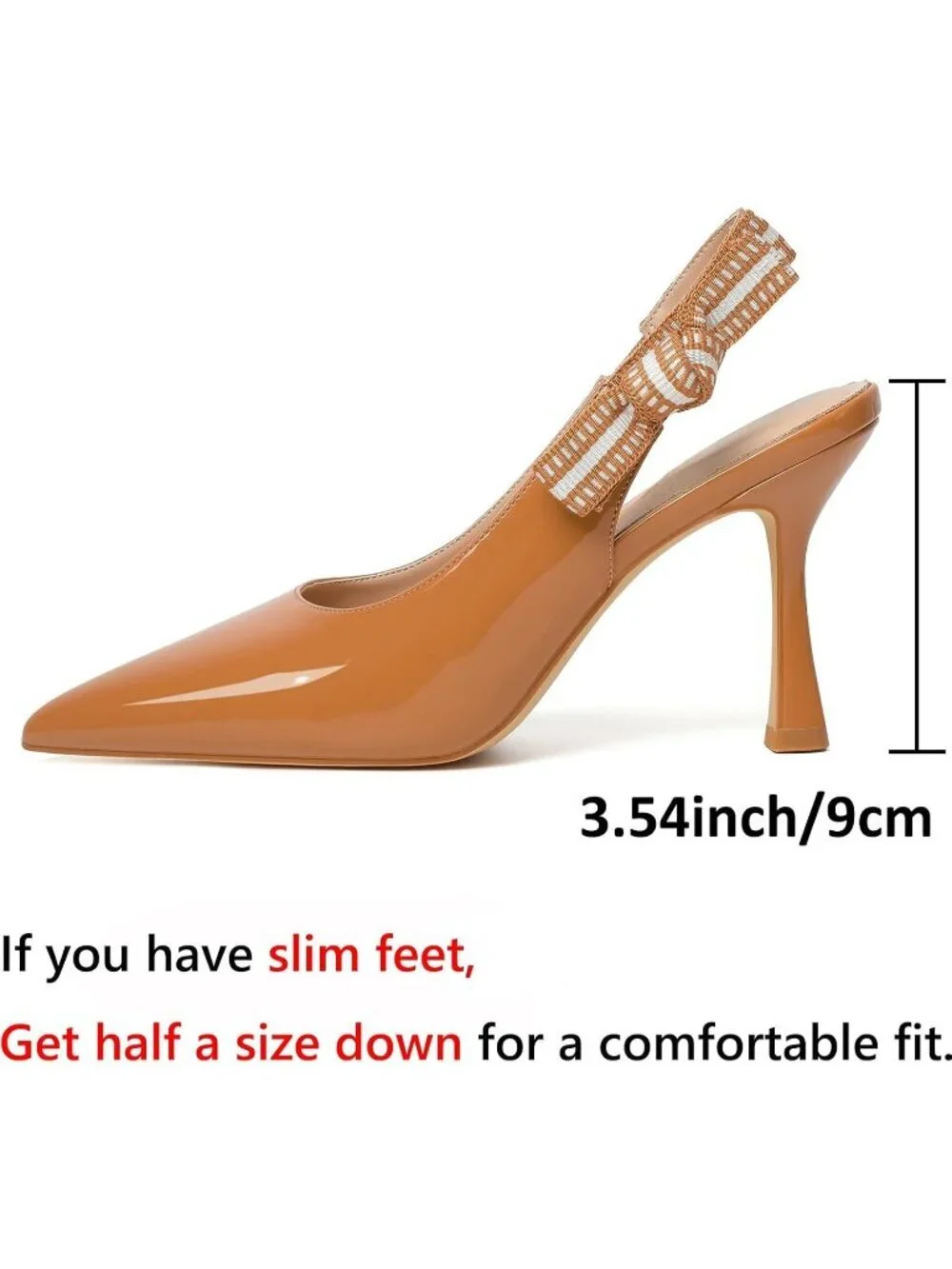 Women's Nude Rubber Pointed Closed Toe Buckle Strappy Comfort Slingback Heels - Picture 4 of 6